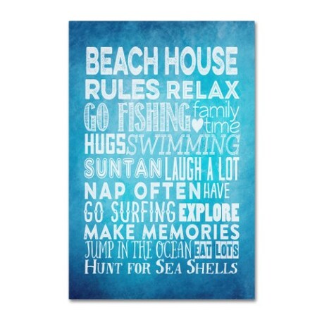 Trademark Fine Art Marcee Duggar 'Beach House Rules' Canvas Art, 12x19 ALI11790-C1219GG